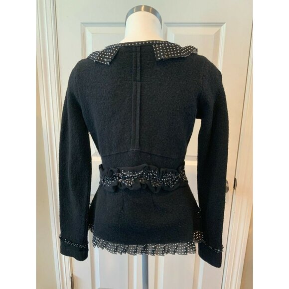 Sparrow Black Cardigan with White Accents - Picture 7 of 10